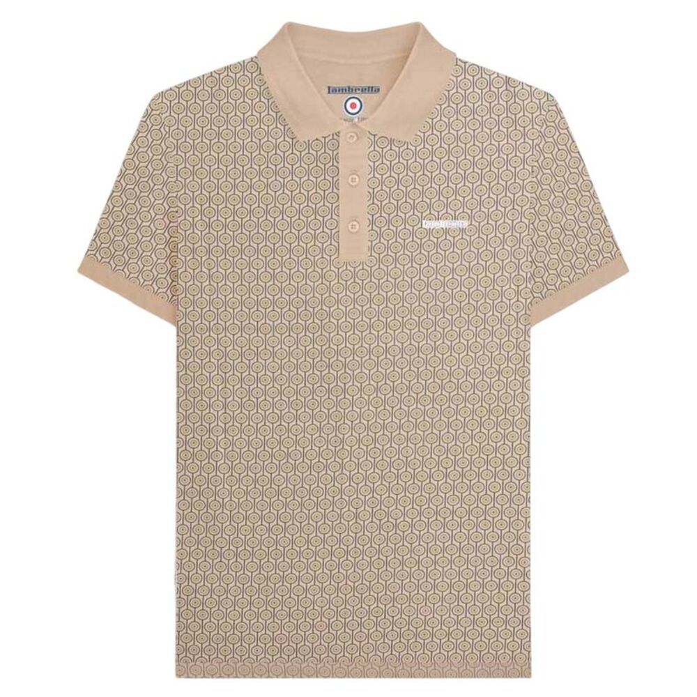 Lambretta Mens AW24 Geometric Polo Shirt / Stone